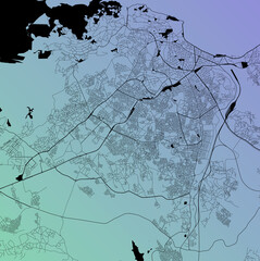 Obraz premium Tangier, Morocco - Urban vector city map with parks, rail and roads, highways, minimalist town plan design poster, city center, downtown, transit network, street blueprint