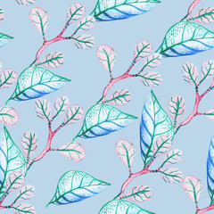 Blue botanical tiles