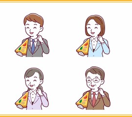 ピザを食べる人