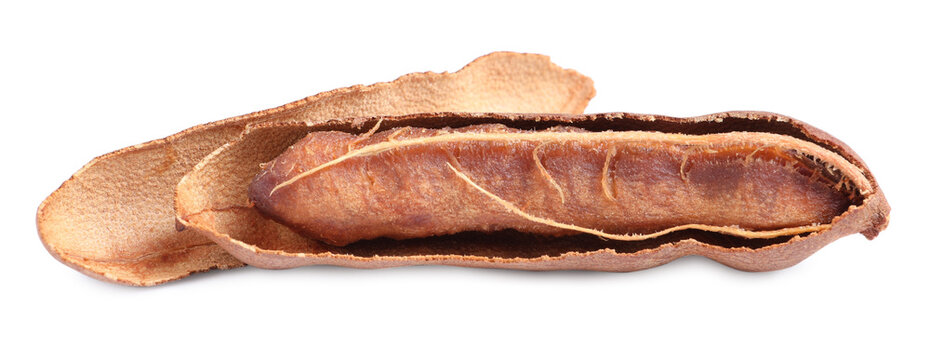 Delicious ripe tamarind on white background. Exotic fruit