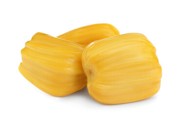 Delicious exotic jackfruit bulbs on white background