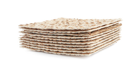Passover matzos isolated on white. Pesach celebration