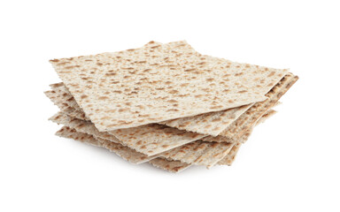 Passover matzos isolated on white. Pesach celebration