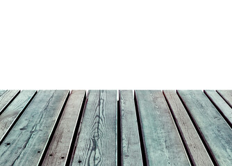 Vintage wooden desk on isolated white background.