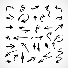 Vector set of hand-drawn arrows, elements for presentation