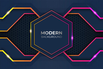 Modern Hexagonal Glow Pink and Yellow Background Futuristic Style