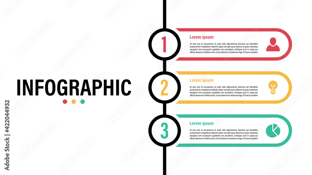 Wall mural infographic design template with business concept vector illustration with 3 steps or options or pro