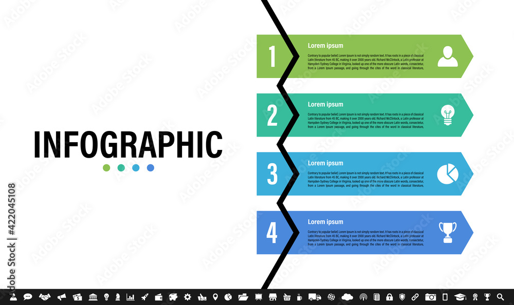Wall mural infographic design template with business concept vector illustration with 4 steps or options or pro