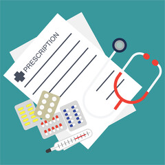 prescription from doctor for healthcare and medical concepts. vector illustration