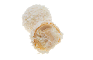 truffle in coconut flakes isolated