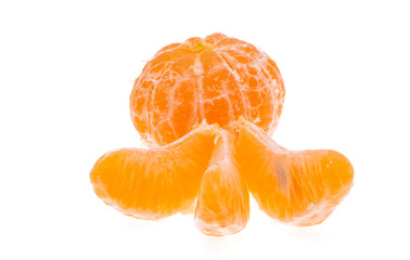 tangerines with leaves isolated