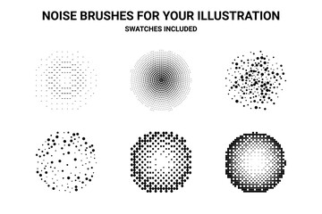 Noise brushes set for illustration. Grunge, dirty effect creation. Swathes included.