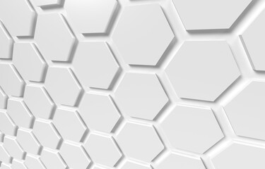 White geometrical hexagon grid background