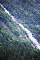 Fototapeta na wymiar Waterfall in forest in mountains