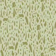 Green irregular spots seamless pattern. Optical illusion Face and Drops. Monochrome vector illustration. Abstract background. 