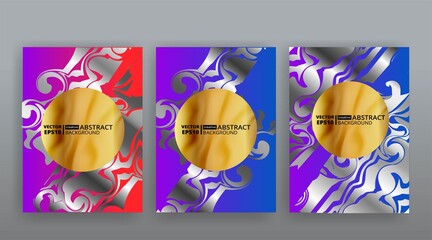 Abstract page templates set, retro wave creative hipster, neon and gradient colors.