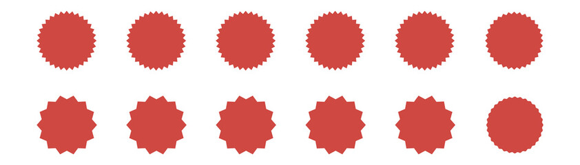 Collection of red trade labels. Sale, discount sticker. Special offer price tag. Vector icon isolated on white background.