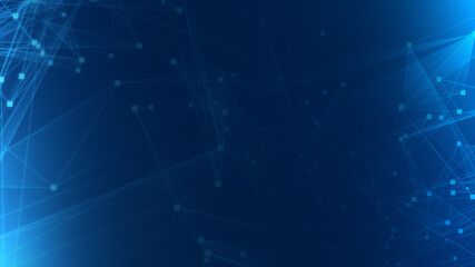 Abstract blue polygon tech network with connect technology background. Abstract dots and lines texture background. 3d rendering.