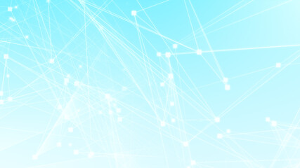 Abstract blue white polygon tech network with connect technology background. Abstract dots and lines texture background. 3d rendering.