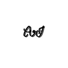 Initial AJ handwritten monogram and elegant logo design