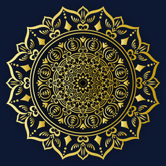 luxury ornamental mandala template design background in gold color