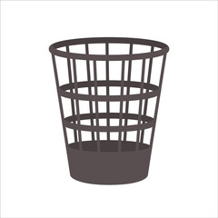 Trash basket. Vector image of the trash can. Empty office trash can on white background.
