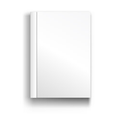 Open blank album or magazine with soft shadow. Realistic empty template or mock up isolated on white background. Vector illustration, eps 10.