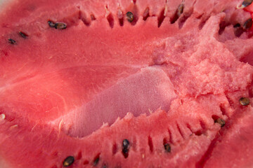 Red watermelon pulp close-up. Healthy fruit concept