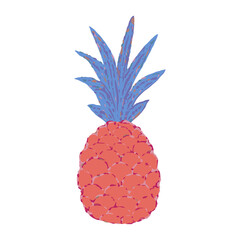 Stylised pineapple isolated on a white background. Summer fruits. Vector illustration.