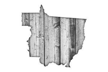 Karte von Mato Grosso auf verwittertem Holz