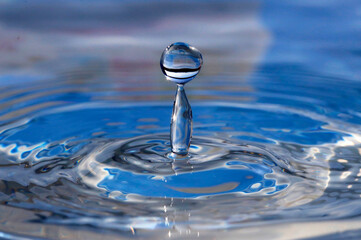 Macro of a falling water-droplet