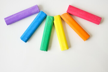 crayons on white background