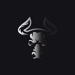 Abstract bull head mascot logo design premium