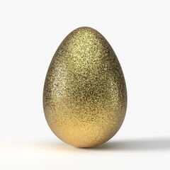 glittering golden easter egg. 3d illustration, ilsolated on white. suitable for holiday, easter and game themes.