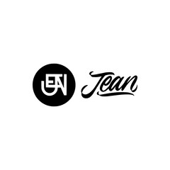 Jean initial hand lettering logotype monogram