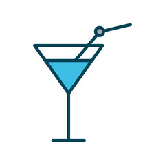 Cocktail lineal color icon. Editable stroke. Design template vector