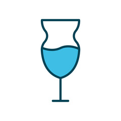 cocktail glass lineal color icon. Editable stroke. Design template vector