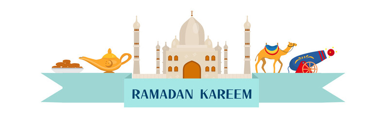 Ramadan kareem banner template for your design flat style. Vector illustration