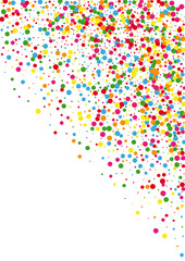 Multicolored Confetti Design Background. Round Bright Illustration. Yellow Event Dot. Blue Festival Circle Texture.