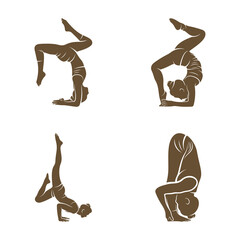 Yoga set vector illustration of a girl in a pose. crossfit girl designs