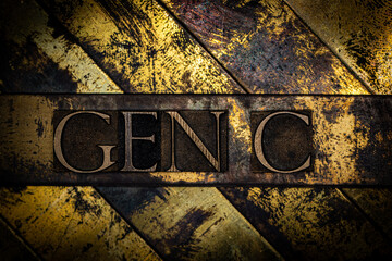 Gen C text on vintage textured grunge copper and gold background