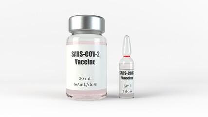 3d illustration of multidose covid vaccine. suitable for vaccine, medicine and pandemic themes.