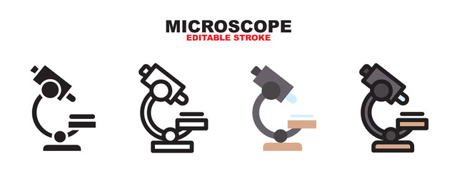 Microscope Set Single Academy Professor icon set with different styles. Editable stroke and pixel perfect. Can be used for web, mobile, ui and more.