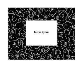Black frame with graphic white leaves. Great abstract element for your design.