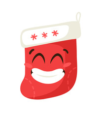 Hand drawn Christmas Emoji on white background. Creative flat art work. Actual vector drawing decorations. Cartoon Character Emoticon