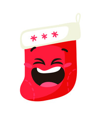 Hand drawn Christmas Emoji Socks on white background. Creative flat work. Actual vector drawing decorations. Cartoon Character Emoticon