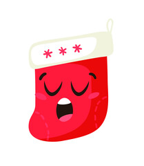 Hand drawn Christmas Emoji Socks on white background. Creative flat work. Actual vector drawing decorations. Cartoon Character Emoticon