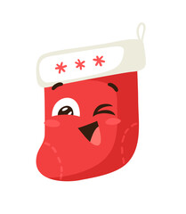 Hand drawn Christmas Emoji on white background. Creative flat art work. Actual vector drawing decorations. Cartoon Character Emoticon