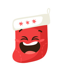 Hand drawn Christmas Emoji on white background. Creative flat art work. Actual vector drawing decorations. Cartoon Character Emoticon