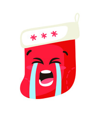 Hand drawn Christmas Emoji Socks on white background. Creative flat work. Actual vector drawing decorations. Cartoon Character Emoticon